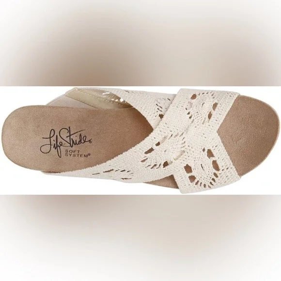 Life Stride Donna macramé wedge sandals EUC - Picture 2 of 10